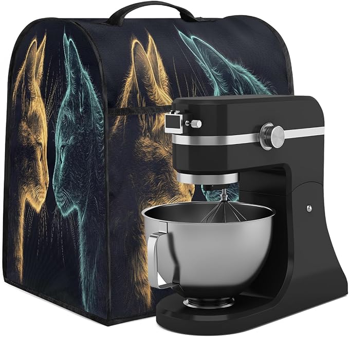 cfpolar Kitchen Aid Mixer Cover Compatible with 6-8 Quarts Cute Golden Cat Blue Kitten Stand Mixer Cover Kitchen Aid Mixers Accessories Appliance Organizer Bag Dust Covers with Zipper Pocket