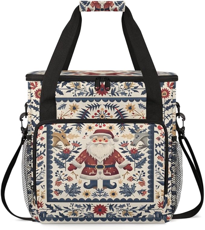Cute Santa Claus Coffee Maker Carrying Bag Xmas Santa Claus Travel Storage Bag Compatible with K-Mini or K-Mini Plus Single Serve Coffee Brewer Carrying Case with Multiple Pockets &amp Shoulder Str