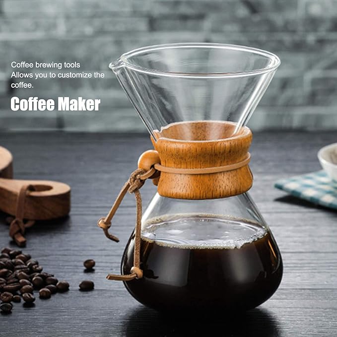 Atyhao Coffee Maker High-Temperature Glass Coffee Drip Brewing Pot with Stainless Steel Filter(400ml)