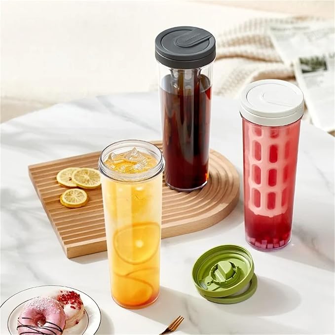 1L Manual Cold Brew Coffee Maker with Handle High-Capacity Water Bottle Summer Portable Juices Tea Fruit Coffeeware Pot(Black-1)