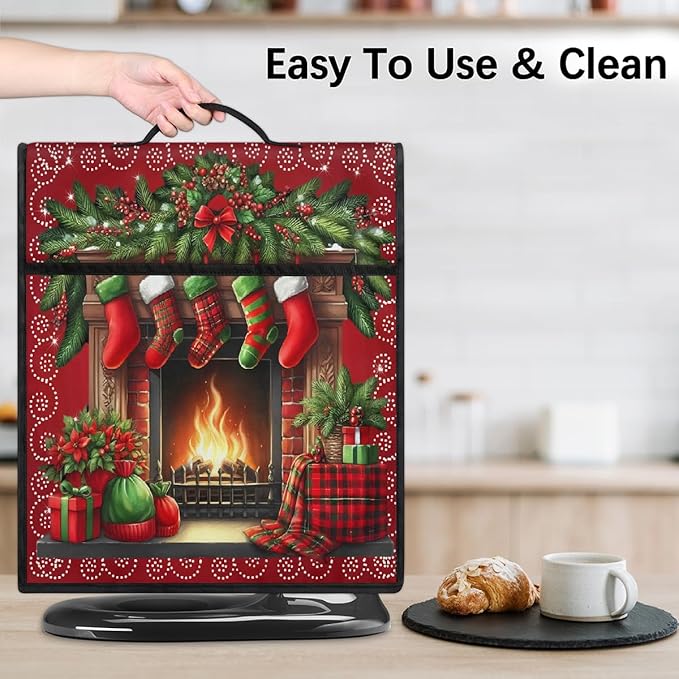 cfpolar Kitchen Aid Mixer Cover Compatible with 6-8 Quarts Christmas Stockings Xmas Stand Mixer Cover Kitchen Aid Mixers Accessories Appliance Organizer Bag Dust Covers with Zipper Pocket