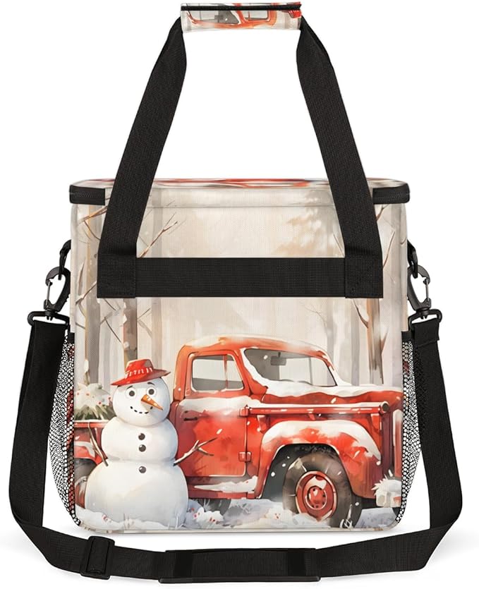 Xmas Snowman Coffee Maker Carrying Bag Christmas Snowman Travel Storage Bag Compatible with K-Mini or K-Mini Plus Single Serve Coffee Brewer Carrying Case with Multiple Pockets &amp Shoulder Strap