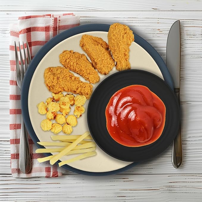 Wrova 40Pack plates and bowls sets for dinner - Unbreakable wheat straw dinnerware sets service for 8 - Alternative plastic 40pcs dish sets for campingpicnic and R.V. - (Black &amp Grey)