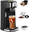 Single Serve Coffee Maker K Cup &amp Ground Coffee Compatible Fast One-Button Brew Adjustable Drip Tray 18.6 Oz Water Tank Auto Shut Off for Home Office Dorm Travel