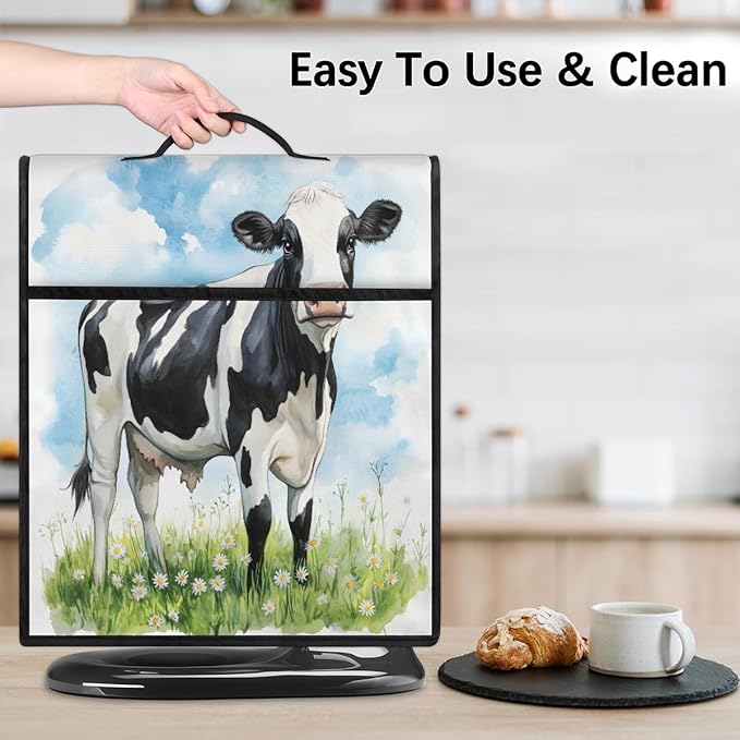 Kitchen Aid Mixer Cover Flower Animal Cow Stand Mixer Cover Compatible with 6-8 Quarts Stand Mixers Dust Covers with Zipper Pocket Foldable Washable Kitchen Aid Organizer Bag
