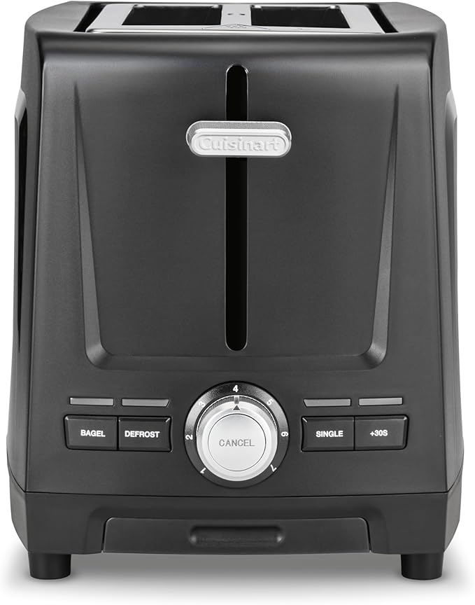 Cuisinart Core Collection 2-Slice Toaster | Extra-Long Slots for Artisan Bread Bagel | High-Lift Quickview™ | Single Slice &amp Defrost Function | +30sec Toast Boost | Removable Crumb Tray Black