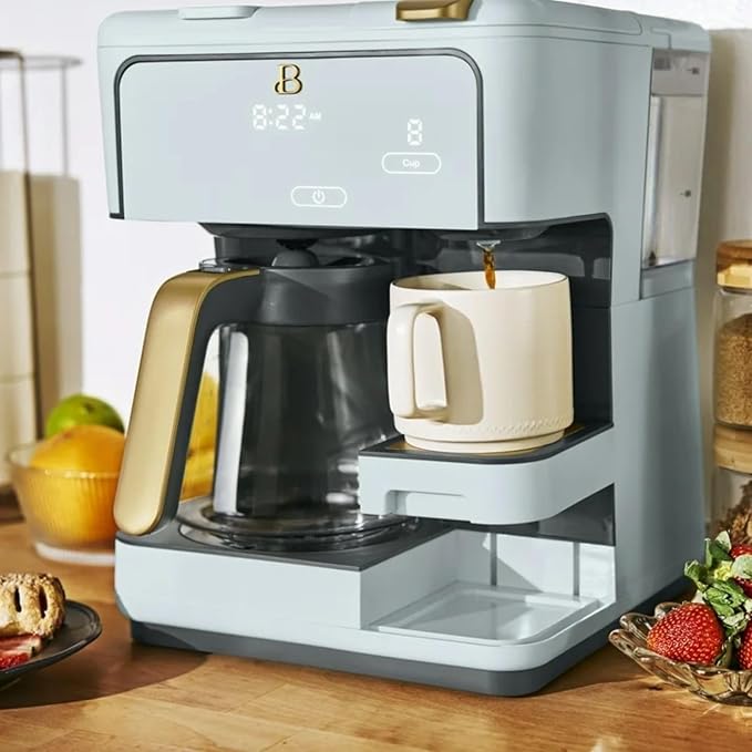 Dual Function Coffee Maker with 12 Cup Drip Brewing and Single Cup Option Programmable Control Panel (Hydrangea)