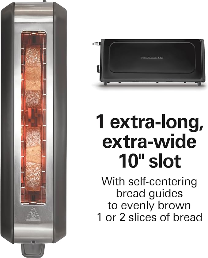 Hamilton Beach Extra Wide Long Slot 2 Slice Toaster Browning Control With 7 Shades Bagel Function Cancel Button &amp Auto Shutoff Modern Slim Design Fits Any Space Black (22989)