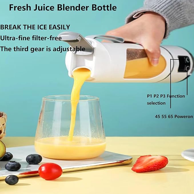 Portable Blender With Dual Battery 1500 mAh USB Rechargeable 16oz Digital Multimode Juicer Blender 3 Speed12-Blade Fresh Juice Bottle for Shakes SmoothiesFresh Juice Ete. (purple)