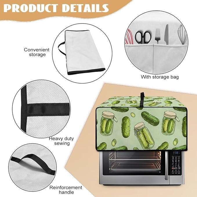 Doojoayie Cucumber Toaster Cover 4 Slice Small Appliance Dust Protector Bread Making Machine Cover Compatible with Toaster/Kitchen Appliance 18.5x14.5x 9