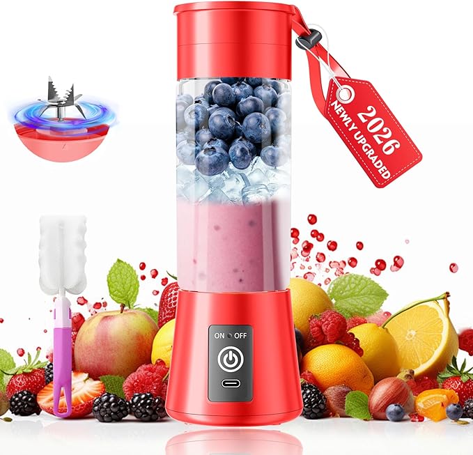 2026 Newly Upgraded Portable Smoothie Blender - Cordless Personal Blender Type-C Rechargeable 13Oz Juice Cup BAP Free 20000Rpm Speed Powerful Blending Freshly Squeezed in Sports/Office