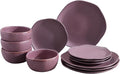 Corona Dinnerware Set 12–piece Plates and Bowls Set Ceramic Sets for 4 Microwave and Dishwasher Safe Gulupa Reactive Glaze Bold &amp Matte Set.