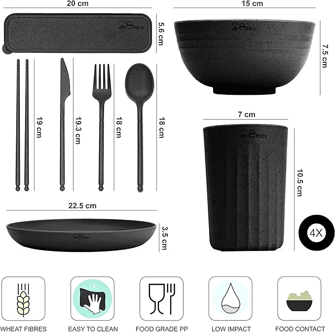 8 Wheat Straw Bowls 26 OZ &amp Wheat Straw Dinnerware set - Dishwasher Microwave safe