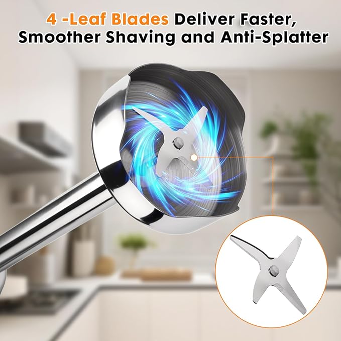 Immersion 8 in 1 Hand Blender 25 Speed &amp Turbo Mode Handheld Blenders Electric Sitck Blender with Beaker Chopper Milk Frother Frother Grinder and Mixer
