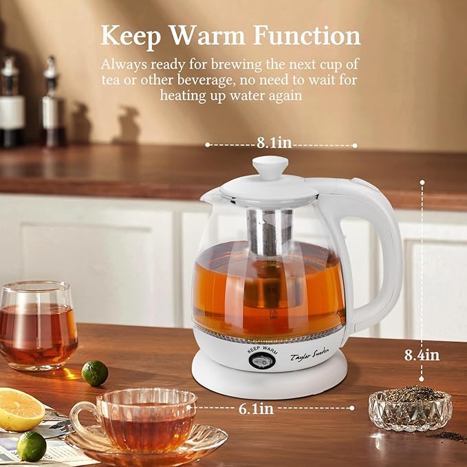 Aigostar Retro 2 Slice Toaster and Taylor Swoden Electric Kettle with Tea Infuser 1L Small Electric Tea Kettle with Keep Warm