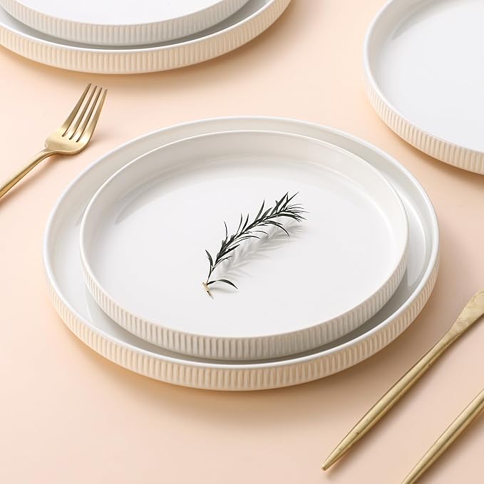 Dinnerware Sets 18 Pieces Stoneware Plates and Bowls Set Reactive Glaze Ceramic Dishes Set Scratch Resistant Kitchen Dinner Set Dishwasher &amp Microwave Safe Service for 6