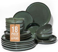 Plates and Bowls Sets for Family of 6 Ceramic Dinnerware Sets Kitchen Dish Set Microwave &amp Dishwasher Safe Dishware Highly Durable Reactive Glazed Dinner Set Forest Green