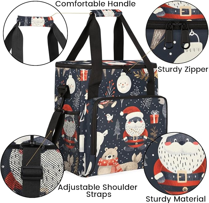 Mystical Santa Claus Coffee Maker Carrying Bag Portable Travel Storage Tote Bag Compatible with K-Mini or K-Mini Plus Single Serve Coffee Brewer Carrying Case with Multiple Pockets &amp Shoulder St