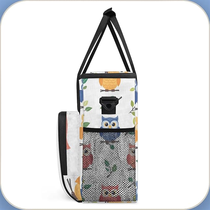 Owls Travel Coffee Maker Carrying Bag Large Organizer Storage Tote Bag Insulated Reusable Cooler Grocery Bags