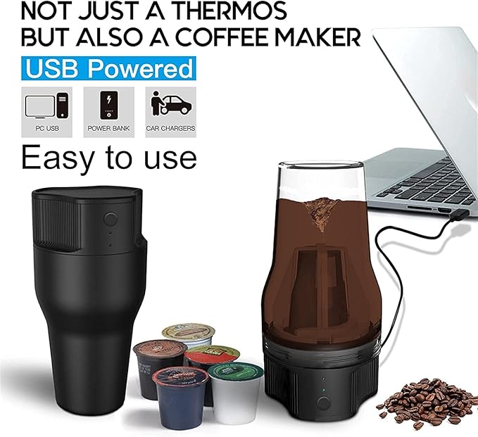 Coffee Machine Portable Coffee Machine Circulating Extraction Coffee Machine USB Power Mini Automatic Capsule Household Outdoor Coffee Maker (Color : Rojo)