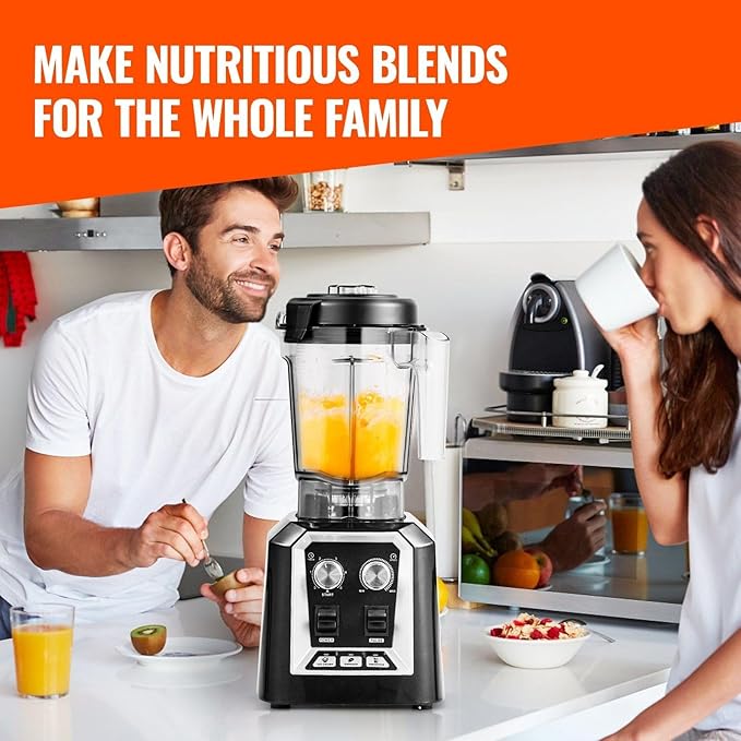 Professional Blender 2200W Peak Power 68 oz Large Capacity Countertop Blender with Variable Speed &amp Pulse Stainless Steel Blades for Frozen Drinks Smoothies Ice Crushing Black