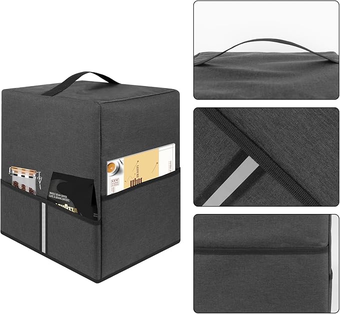 Heavy-Duty Elastic Oxford Dust Cover for Ninja CM300 CM371 CM400 CM401 CM407 Coffee Makers with Pearl Cotton Protective Liner &amp Storage Bag 12.6x9.5x15 Dark Grey