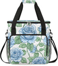 Blue Rose Print Coffee Maker Carrying Bag Compatible with K-Mini or K-Mini Plus Portable Single Cup Coffee Maker Case with Pockets for K Cup Pods