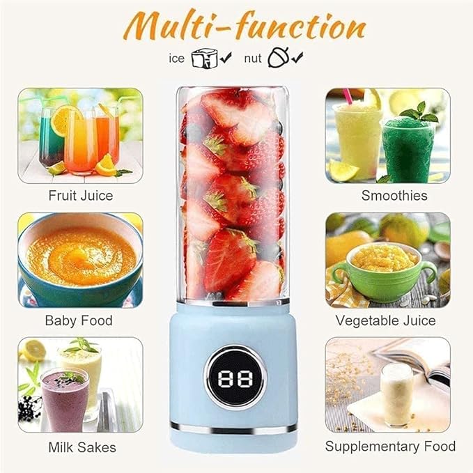 Portable Blender USB Rchargeable Fruit Mixer Machine Personal Size Blenders Moothies And Shakes with 2 Juicer Cup Glass (Color : Pink)