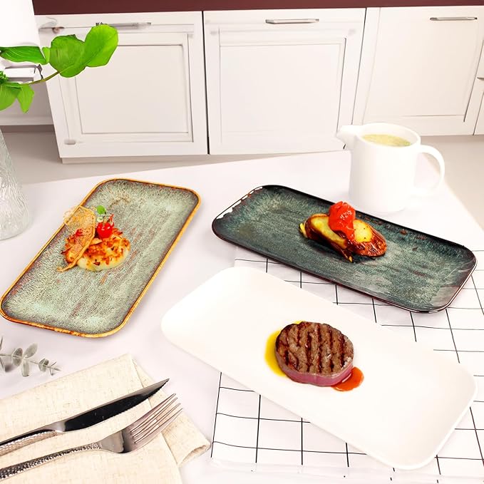 Porcelain Dinner Plates Serving platters for entertaining for Fruit cheese snack Bread cupcake Salad - Scratch Resistant durable Microwave Dishwasher Safe four colors 4 PCS