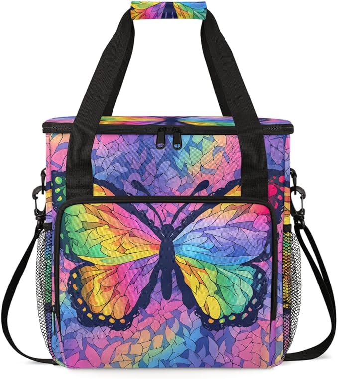 Dreamy Butterfly Coffee Maker Carrying Bag Abstract Butterfly Travel Storage Bag Compatible with K-Mini or K-Mini Plus Single Serve Coffee Brewer Carrying Case with Multiple Pockets &amp Shoulder S