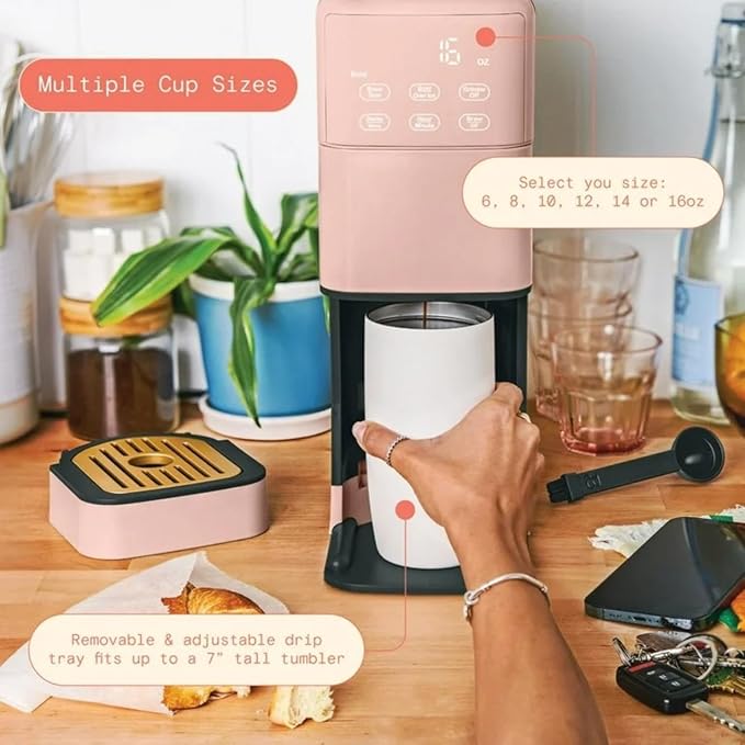 Programmable Single Serve Coffee Maker with Integrated Burr Grinder Touch Controls Fresh Custom Brew Compact Design Easy to Use