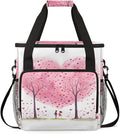 Pink Heart Tree Coffee Maker Carrying Bag Portable Travel Storage Tote Bag Compatible with K-Mini or K-Mini Plus Single Serve Coffee Brewer Carrying Case with Multiple Pockets &amp Shoulder Strap