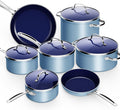 Nuwave 12pc Forged Lightweight Cookware Set G10 Healthy Duralon Ceramic Ultra Non-Stick Coating Vented Tempered Glass Lids Stay-Cool Handles Induction-Ready &amp Works on All Cooktops PFAS Free