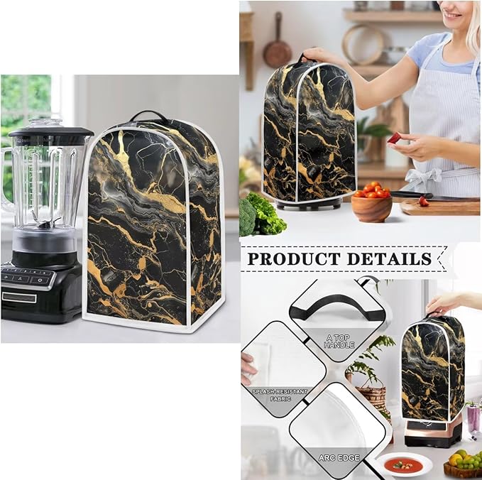 Black Marble Kitchen Appliance Cover Set - Universal Blender Slow Cooker Toaster &amp Waffle Maker Covers