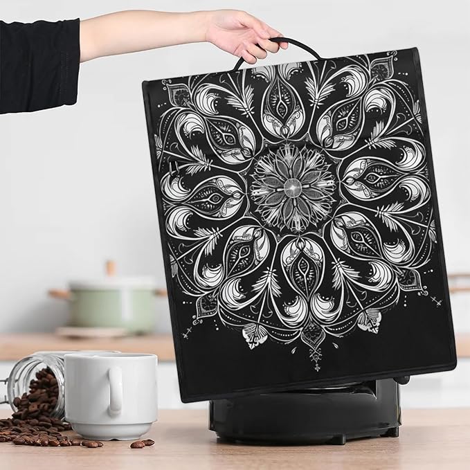 cfpolar Kitchen Aid Mixer Cover Compatible with 6-8 Quarts Ethnic Mandala Flower Black Stand Mixer Cover Kitchen Aid Mixers Accessories Appliance Organizer Bag Dust Covers with Zipper Pocket