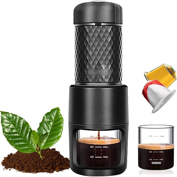 ERICAT Home Drip Coffee Brewer 2 IN1 Travel Coffee Maker 90 ° C Thermostatic Extraction and Stable Heating System Coffee Machine Fast Heating and No Need For Batteries Or Electricity For Camping