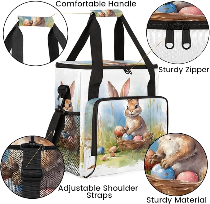 Easter Egg Coffee Maker Carrying Bag Easter Bunny Travel Storage Bag Compatible with K-Mini or K-Mini Plus Single Serve Coffee Brewer Carrying Case with Multiple Pockets &amp Shoulder Strap