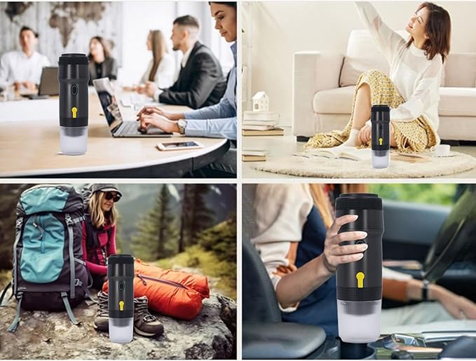 Portable Coffee Maker 3 in 1 20Bar Cordless Heating Automatic Capsule Machine for Outdoor Travel Home Office. Enjoy coffee anytime anywhere with a 7500mah battery. Professional