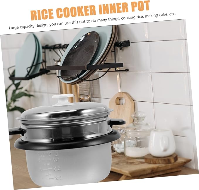 PRETYZOOM Non-stick Rice Cooker Inner Pot Capacity with Scale Design and Easy to Clean for Home and Dorm Cooking Includes Steamer Tray and Lid Random Style