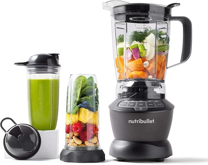 PNAEUT NutriBullet ZNBF30500ZC Blender Combo 1200 Watt with Single Serve Cups Dark Gray