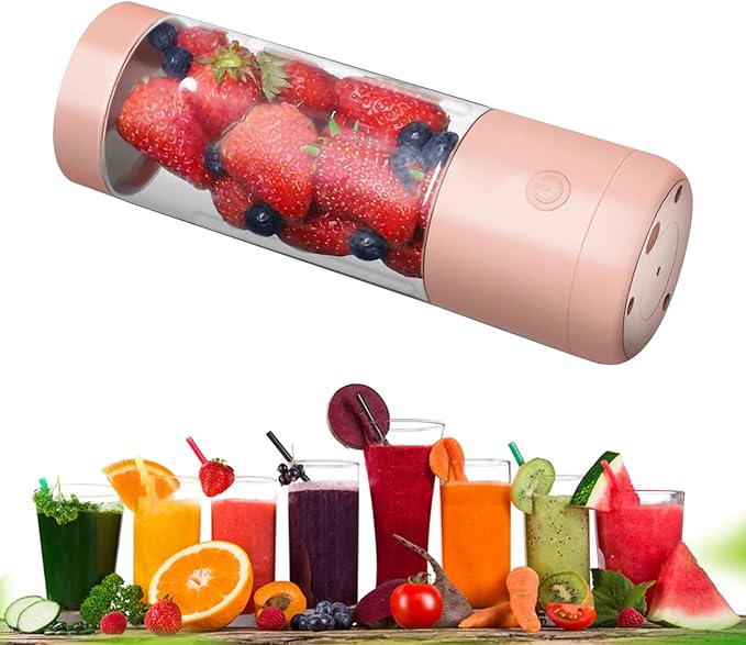 Zerodis Portable Blender High Speed Rotation Multifunctional USB Electric Juicer for Home Travel 400ml Juice Extractor with travel blender for fruits and vegetables (Double-edged)