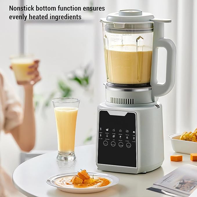 POCREATION Soy Milk Blender Multifunctional Nut Milk Maker Machine with 24H Timer Keep Warm 1200W 1650ml Capacity for Family Meals ABS SUS White (US Plug 110V)
