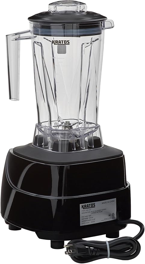 Kratos Commercial 3.5 HP Blender with Toggle Controls Pulse Feature 64 Oz. Jar 120V 1800W 5-15P Plug Black Countertop Professional Blender (29B-003)