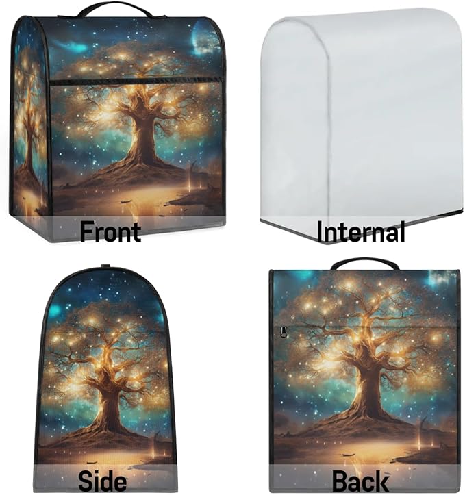 cfpolar Kitchen Aid Mixer Cover Compatible with 6-8 Quarts Tree Of Life Blue Stand Mixer Cover Kitchen Aid Mixers Accessories Appliance Organizer Bag Dust Covers with Zipper Pocket