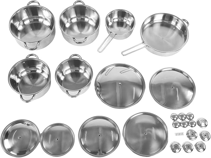 Asixxsix Stainless Steel Cookware Set 6 Piece Kitchen Cooking Set with Lids 18cm Milk Pot 28cm Frying Pan Pots and Pans for Stir Frying Boiling Soup Dishwasher Induction Safe