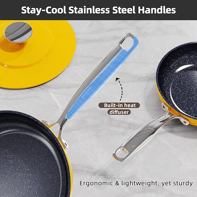 Nuwave Lux 13pc Forged Lightweight Cookware Set PFAS Free Healthy G10 Duralon Ceramic Coating Ultra Non-Stick Stay-Cool Handles Works on All Cooktops &amp Induction Ready
