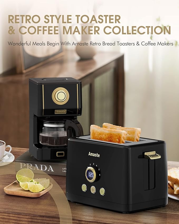 Amaste Black Coffee Maker &amp Green Retro Electric Kettle Set
