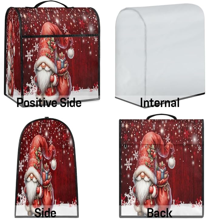 cfpolar Kitchen Aid Mixer Cover Compatible with 6-8 Quarts Xmas Hat Santa Claus Stand Mixer Cover Kitchen Aid Mixers Accessories Appliance Organizer Bag Dust Covers with Zipper Pocket