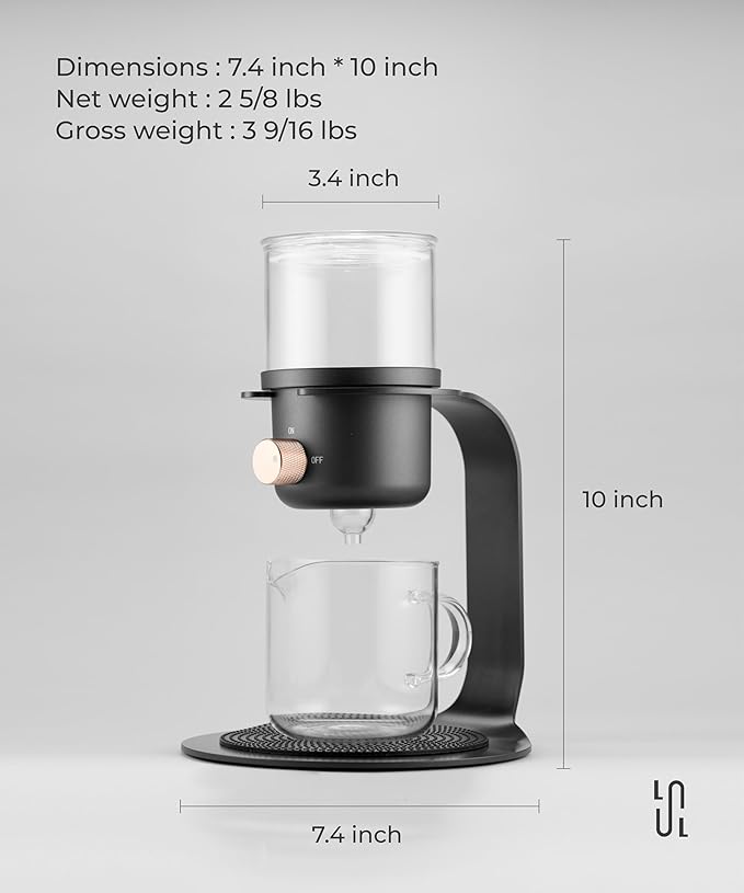 Glass Tea Pot with Infusers for Loose Tea and Drip Coffee Pour Over Semi Automatic Tea Set with Magnetic Clear Teapot Black