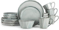 TABLE 12 16-Piece Dinnerware Set Stonewashed Dinnerware Set for 4 Including Dinner Plates Dessert &amp Salad Plates Bowls Mugs Modern Kitchen Set